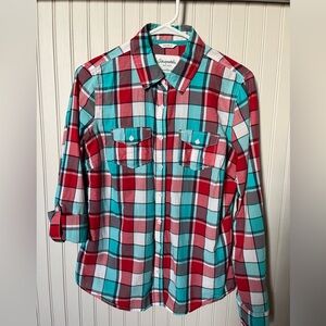 Aeropostale Red and Teal Plaid Shirt